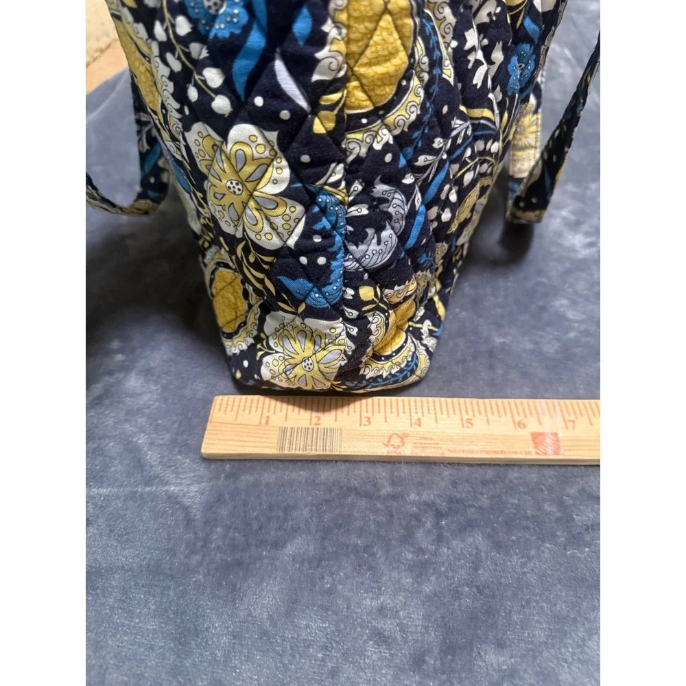 Vera Bradley Elephant Paisley Quilted Tote Bag and Tablet Pouch Set Navy Yellow
